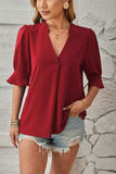 Notched Half Sleeve T-Shirt - Trendsi - Flyclothing LLC