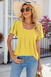 Eyelet Square Neck Flutter Sleeve Blouse - Trendsi - Flyclothing LLC