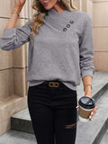 Asymmetrical Neck Long Sleeve Blouse - Trendsi - Flyclothing LLC