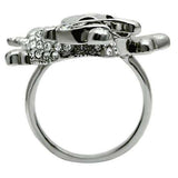 Alamode Ruthenium White Metal Ring with Top Grade Crystal in Clear - Alamode - Flyclothing LLC