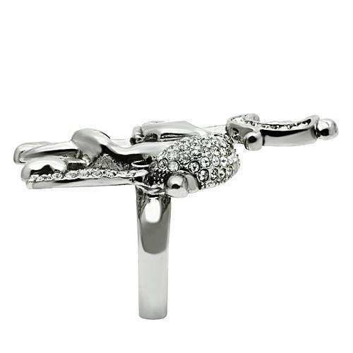 Alamode Ruthenium White Metal Ring with Top Grade Crystal in Clear - Alamode - Flyclothing LLC