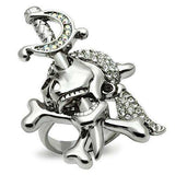 Alamode Ruthenium White Metal Ring with Top Grade Crystal in Clear - Alamode - Flyclothing LLC