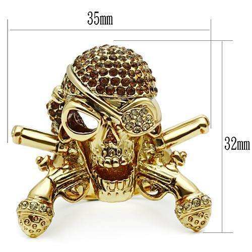 Alamode Gold White Metal Ring with Top Grade Crystal in Smoked Quartz - Alamode - Flyclothing LLC