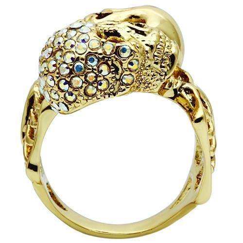 Alamode Gold White Metal Ring with Top Grade Crystal in Aurora Borealis (Rainbow Effect) - Alamode - Flyclothing LLC