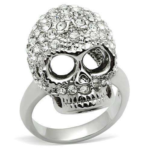 Alamode Rhodium White Metal Ring with Top Grade Crystal in Clear - Alamode - Flyclothing LLC