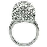 Alamode Rhodium White Metal Ring with Top Grade Crystal in Clear - Alamode - Flyclothing LLC