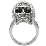 Alamode Rhodium White Metal Ring with Top Grade Crystal in Clear - Alamode - Flyclothing LLC