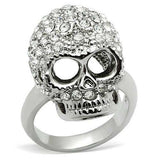 Alamode Rhodium White Metal Ring with Top Grade Crystal in Clear - Alamode - Flyclothing LLC