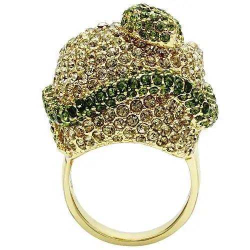 Alamode Gold White Metal Ring with Top Grade Crystal in Multi Color - Alamode - Flyclothing LLC