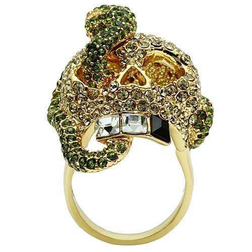 Alamode Gold White Metal Ring with Top Grade Crystal in Multi Color - Alamode - Flyclothing LLC
