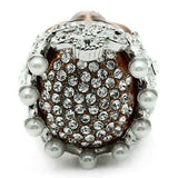 Alamode Special Color White Metal Ring with Synthetic Pearl in White - Alamode - Flyclothing LLC