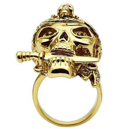 Alamode Gold White Metal Ring with Top Grade Crystal in Smoked Quartz - Alamode - Flyclothing LLC