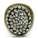 Alamode Antique Copper White Metal Ring with Top Grade Crystal in Clear - Alamode - Flyclothing LLC