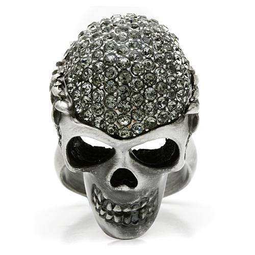 Alamode Antique Silver White Metal Ring with Top Grade Crystal in Black Diamond - Alamode - Flyclothing LLC