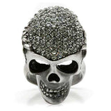 Alamode Antique Silver White Metal Ring with Top Grade Crystal in Black Diamond - Alamode - Flyclothing LLC
