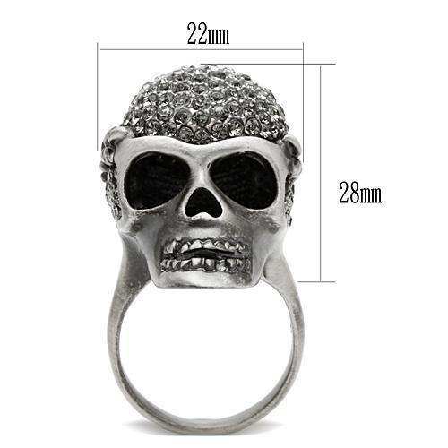 Alamode Antique Silver White Metal Ring with Top Grade Crystal in Black Diamond - Alamode - Flyclothing LLC