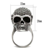 Alamode Antique Silver White Metal Ring with Top Grade Crystal in Black Diamond - Alamode - Flyclothing LLC
