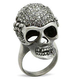 Alamode Antique Silver White Metal Ring with Top Grade Crystal in Black Diamond - Alamode - Flyclothing LLC
