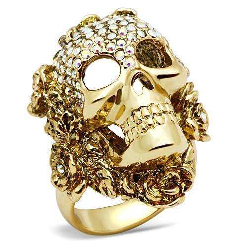 Alamode Gold White Metal Ring with Top Grade Crystal in Aurora Borealis (Rainbow Effect) - Alamode - Flyclothing LLC