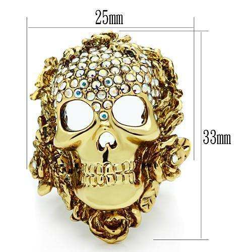 Alamode Gold White Metal Ring with Top Grade Crystal in Aurora Borealis (Rainbow Effect) - Alamode - Flyclothing LLC