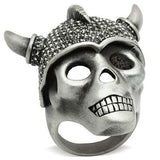 Alamode Antique Silver White Metal Ring with Top Grade Crystal in Black Diamond - Alamode - Flyclothing LLC