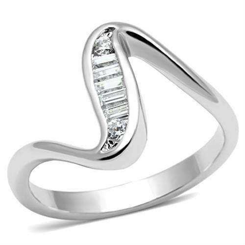 Alamode Rhodium Brass Ring with AAA Grade CZ in Clear - Alamode - Flyclothing LLC