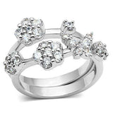 Alamode Rhodium Brass Ring with AAA Grade CZ in Clear - Alamode - Flyclothing LLC