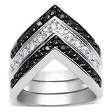 Alamode Rhodium+Hematite Brass Ring with AAA Grade CZ in Jet - Alamode - Flyclothing LLC