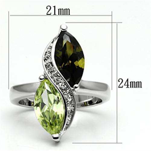 Alamode Rhodium Brass Ring with AAA Grade CZ in Multi Color - Alamode - Flyclothing LLC