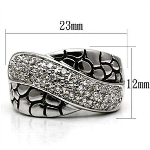 Alamode Rhodium Brass Ring with AAA Grade CZ in Clear - Alamode - Flyclothing LLC