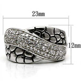 Alamode Rhodium Brass Ring with AAA Grade CZ in Clear - Alamode - Flyclothing LLC