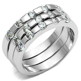 Alamode Rhodium Brass Ring with AAA Grade CZ in Clear - Alamode - Flyclothing LLC