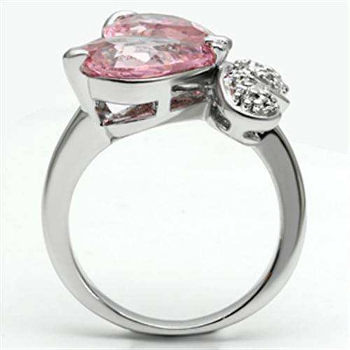 Alamode Rhodium Brass Ring with AAA Grade CZ in Rose - Alamode - Flyclothing LLC