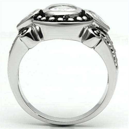 Alamode Rhodium Brass Ring with AAA Grade CZ in Clear - Alamode - Flyclothing LLC