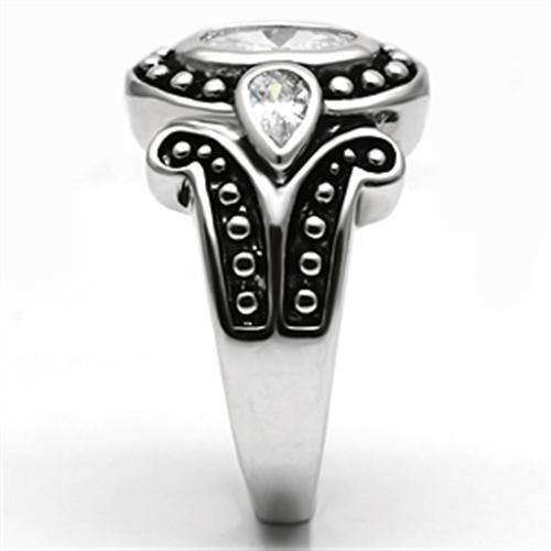 Alamode Rhodium Brass Ring with AAA Grade CZ in Clear - Alamode - Flyclothing LLC