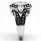 Alamode Rhodium Brass Ring with AAA Grade CZ in Clear - Alamode - Flyclothing LLC