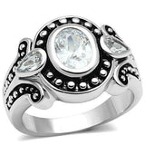 Alamode Rhodium Brass Ring with AAA Grade CZ in Clear - Alamode - Flyclothing LLC