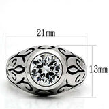 Alamode Rhodium Brass Ring with AAA Grade CZ in Clear - Alamode - Flyclothing LLC