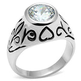 Alamode Rhodium Brass Ring with AAA Grade CZ in Clear - Alamode - Flyclothing LLC