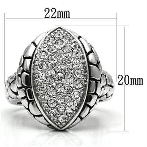 Alamode Rhodium Brass Ring with Top Grade Crystal in Clear - Alamode - Flyclothing LLC