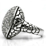 Alamode Rhodium Brass Ring with Top Grade Crystal in Clear - Alamode - Flyclothing LLC