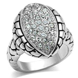 Alamode Rhodium Brass Ring with Top Grade Crystal in Clear - Alamode - Flyclothing LLC