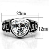 Alamode Rhodium Brass Ring with AAA Grade CZ in Clear - Alamode - Flyclothing LLC