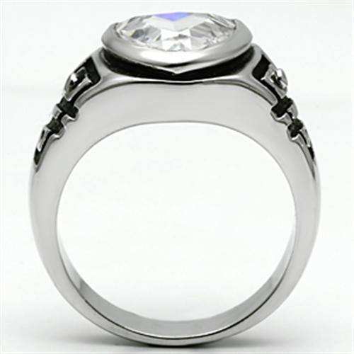 Alamode Rhodium Brass Ring with AAA Grade CZ in Clear - Alamode - Flyclothing LLC
