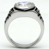 Alamode Rhodium Brass Ring with AAA Grade CZ in Clear - Alamode - Flyclothing LLC