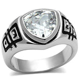Alamode Rhodium Brass Ring with AAA Grade CZ in Clear - Alamode - Flyclothing LLC