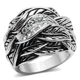 Alamode Rhodium Brass Ring with Top Grade Crystal in Clear - Alamode - Flyclothing LLC