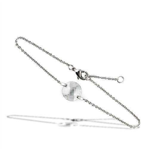 Alamode Rhodium Brass Bracelet with AAA Grade CZ in Clear - Alamode - Flyclothing LLC