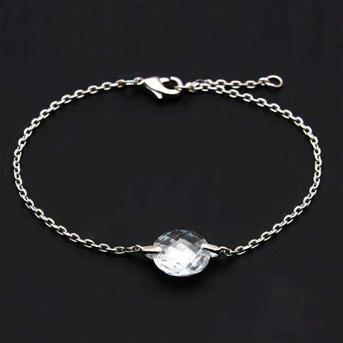 Alamode Rhodium Brass Bracelet with AAA Grade CZ in Clear - Alamode - Flyclothing LLC