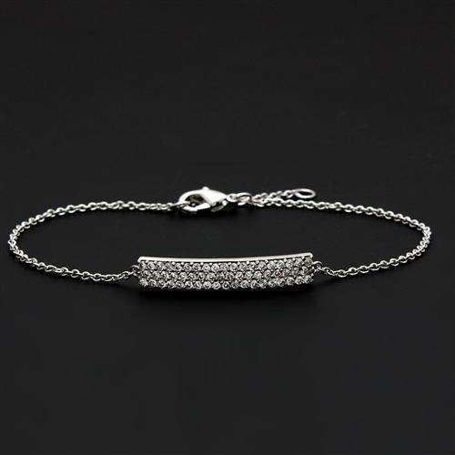 Alamode Rhodium Brass Bracelet with AAA Grade CZ in Clear - Alamode - Flyclothing LLC